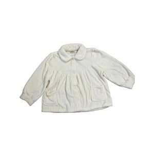 Collections Etc Women's Soft Fleece‎ Bed Jacket in Cream/Ivory Sz. Small